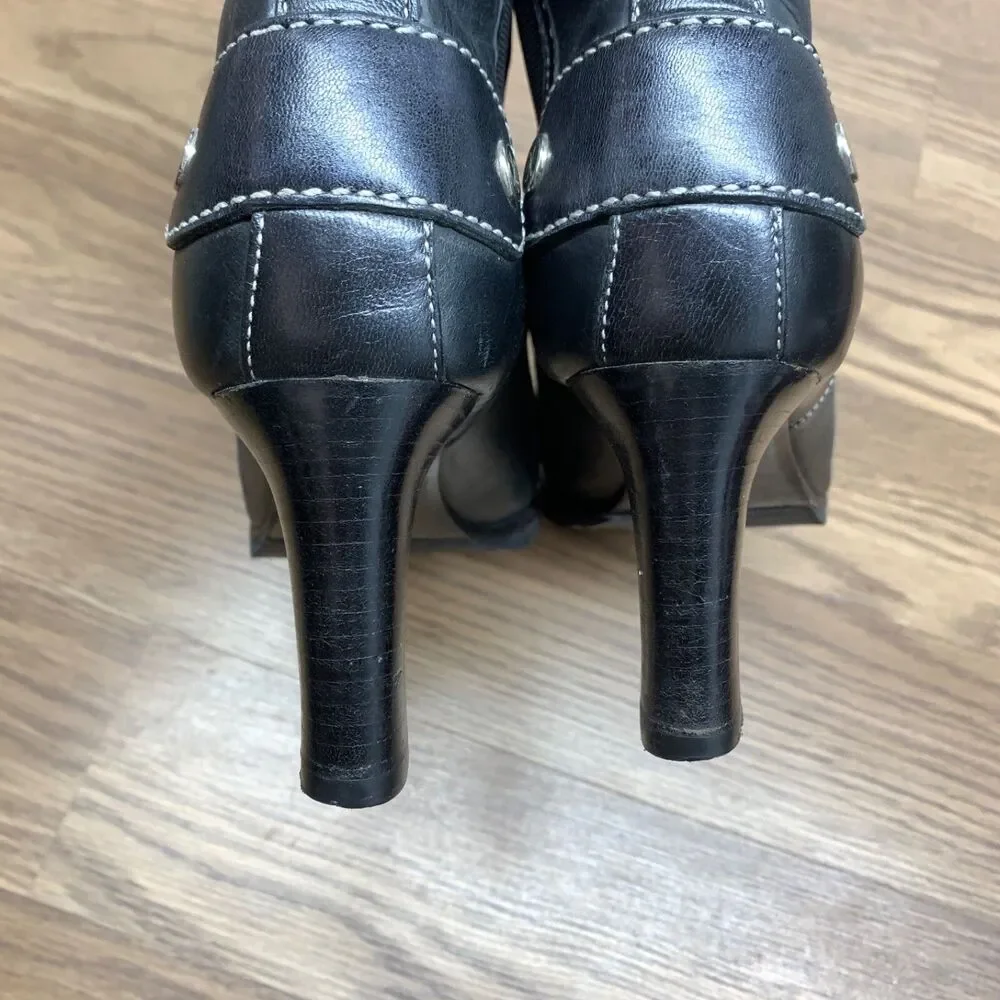 Cole‎ Haan Women's 9.5 B Black Leather Vibram Sole Slip On Stretch Ankle Booties